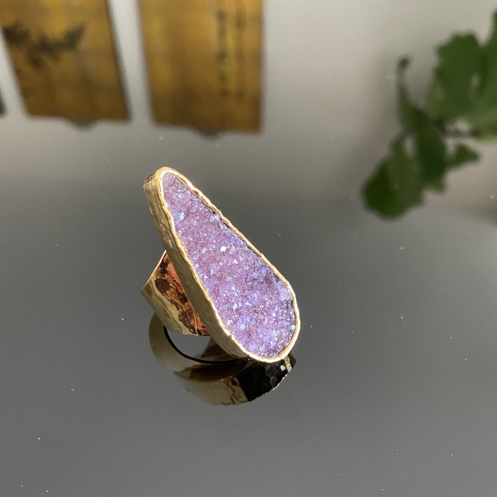Stunning Amethyst & 24K Gold Plated Ring (7)